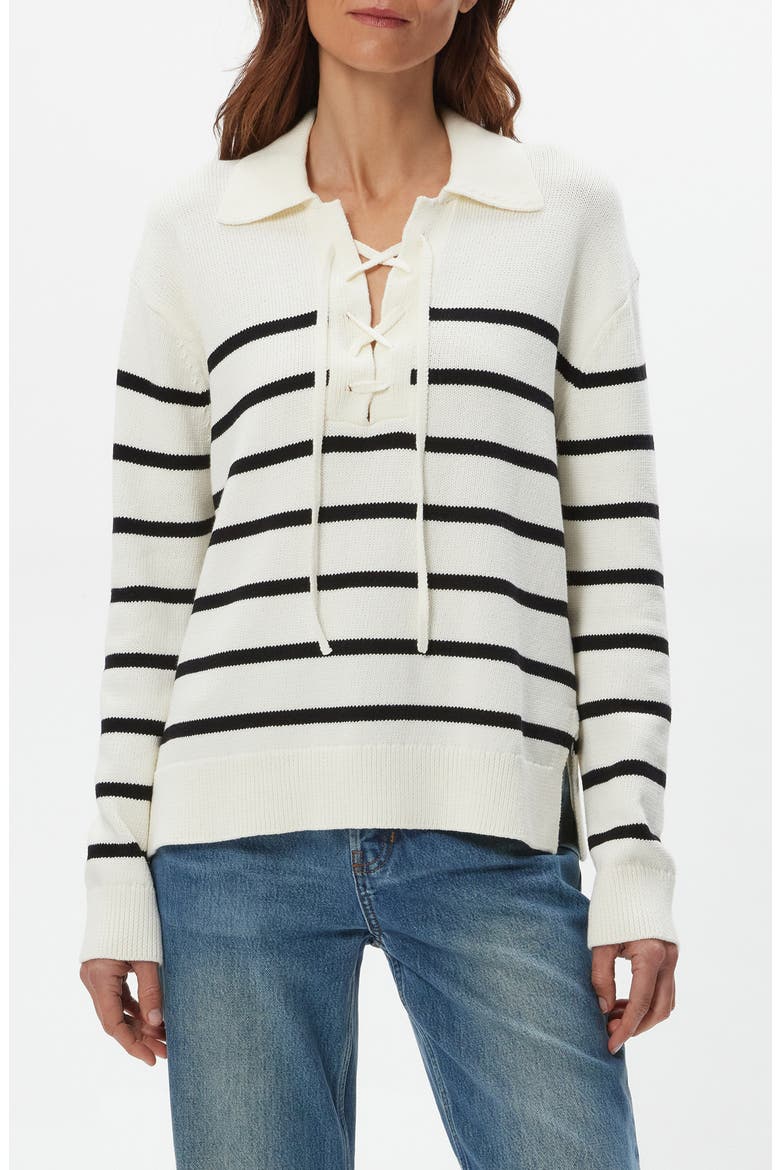 Adrienne Lace Up Sweater, Main, color, IVORY/ BLACK
