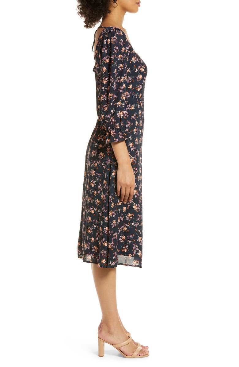 Julia Jordan Floral Bell Sleeve Midi Dress, Alternate, color, 