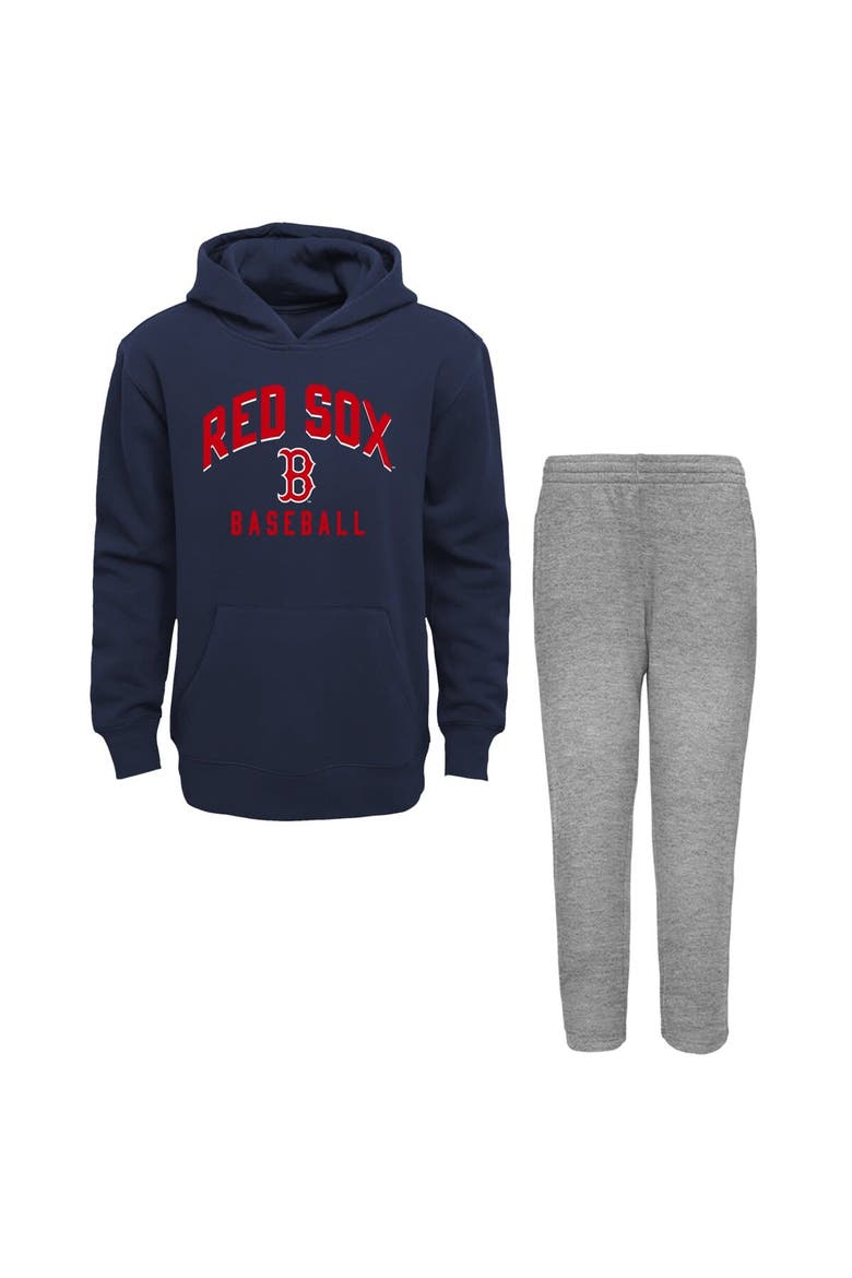 Infant Navy/Heather Gray Boston Red Sox Play by Play Pullover Hoodie & Pants Set, Main, color, Navy