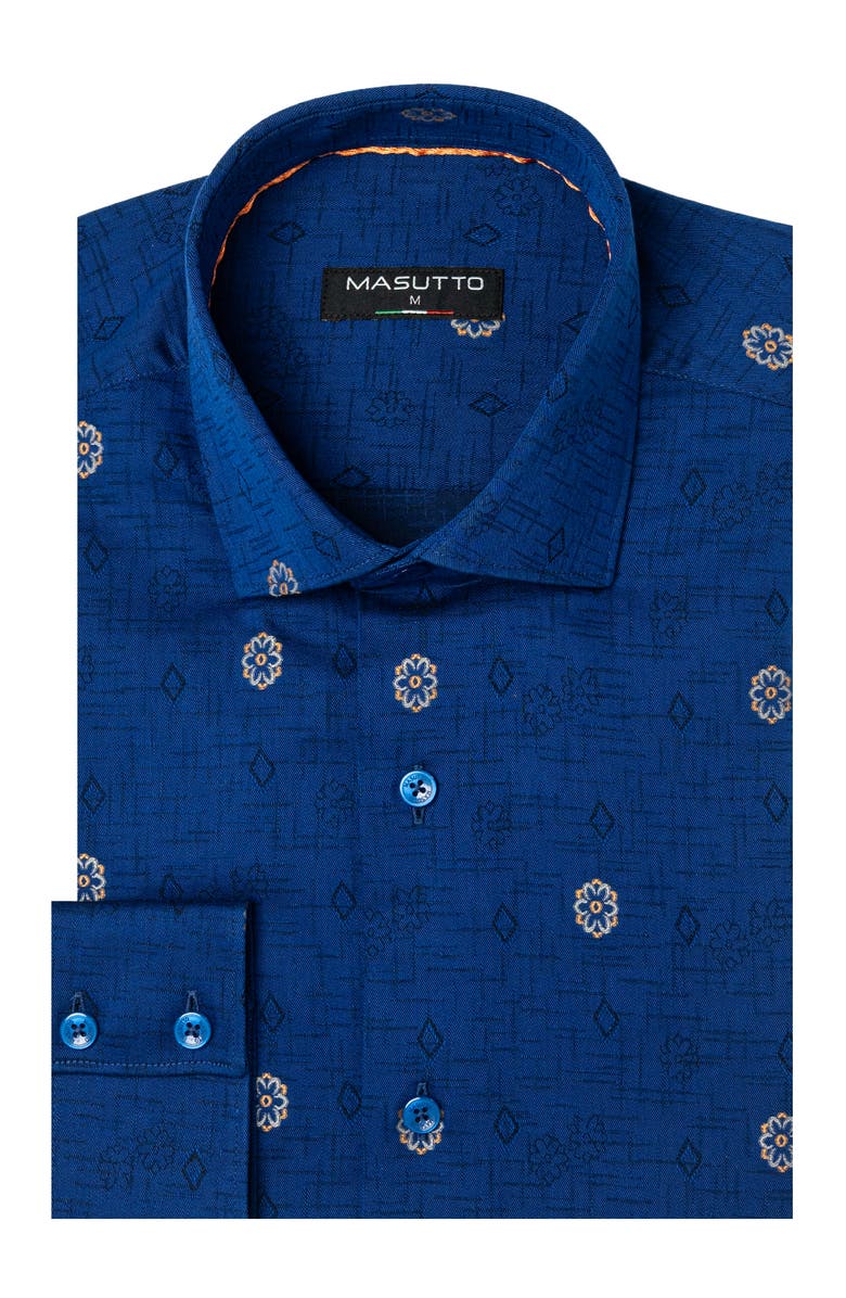 MASUTTO Sedona Jacquard Button-Up Shirt, Main, color, Blue Marine