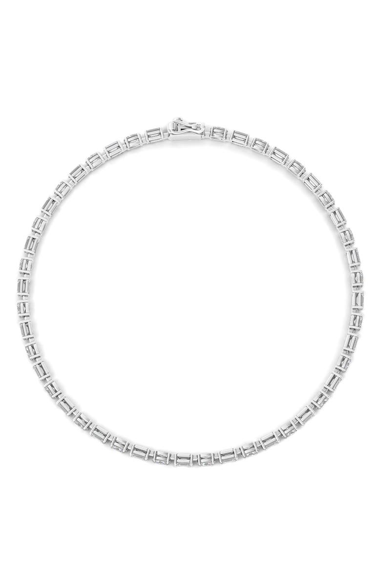 HauteCarat Oval & Emerald Cut Lab Created Diamond Tennis Bracelet, Alternate, color, 5.80 Ctw White Gold