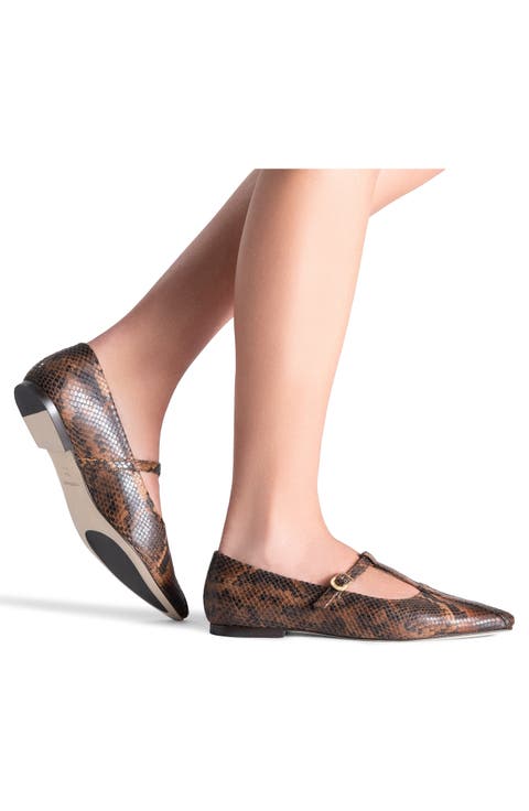 Stasia Embossed Leather Flat