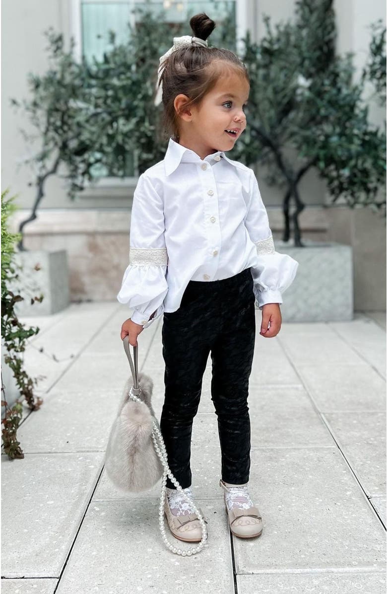 Petite Maison Kids Vegan Printed Leather Leggings, Alternate, color, Black