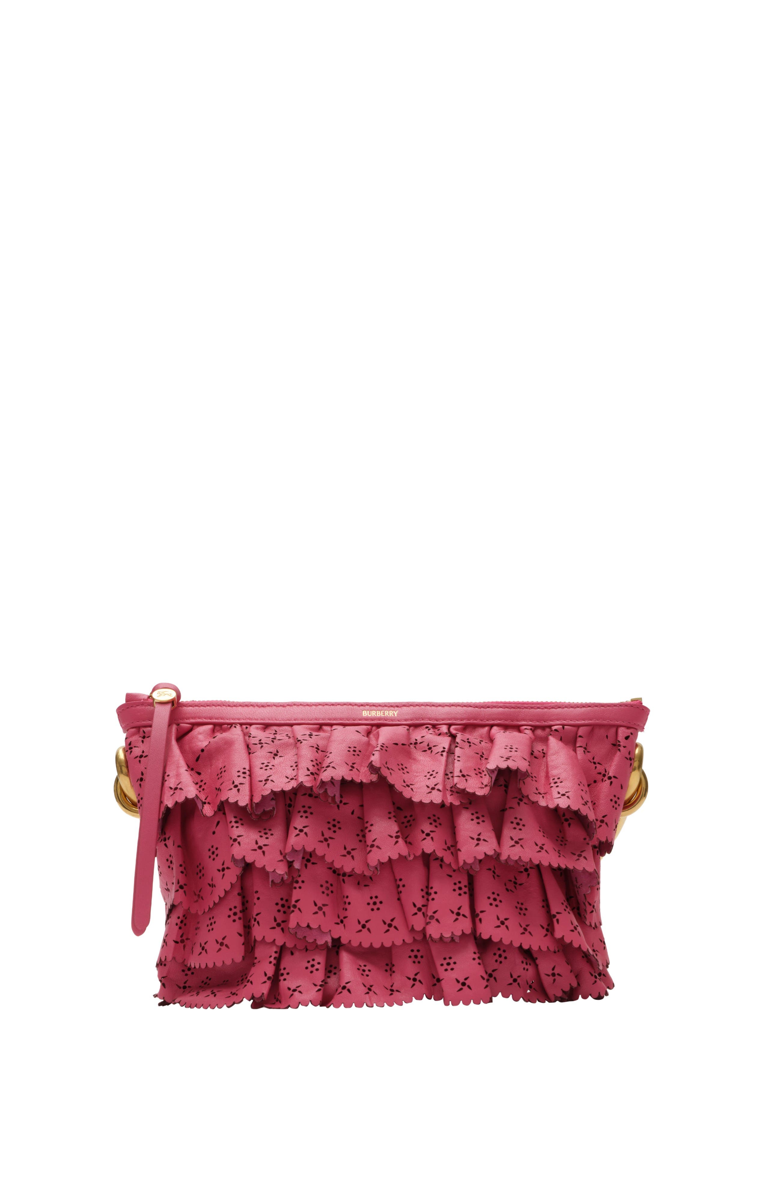 Burberry Mini Ruffle Bag, Main, color, Nougat Pink