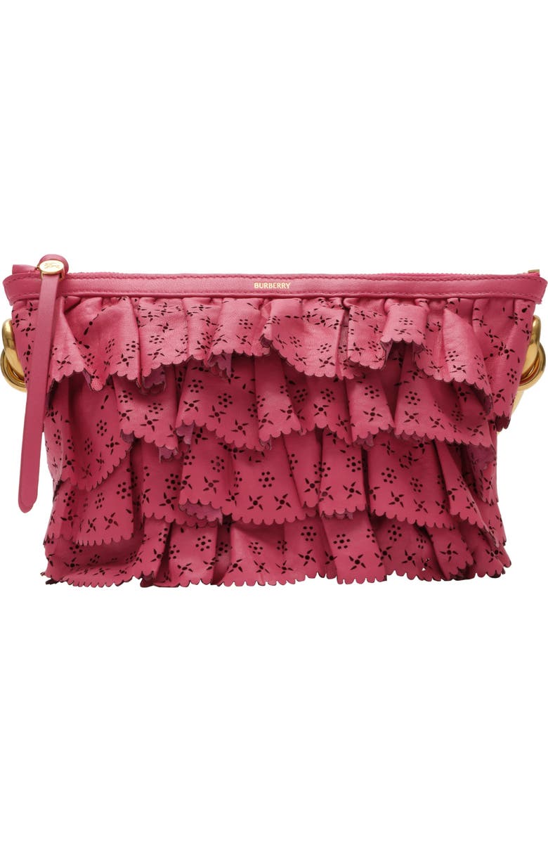 Burberry Mini Ruffle Bag, Main, color, Nougat Pink