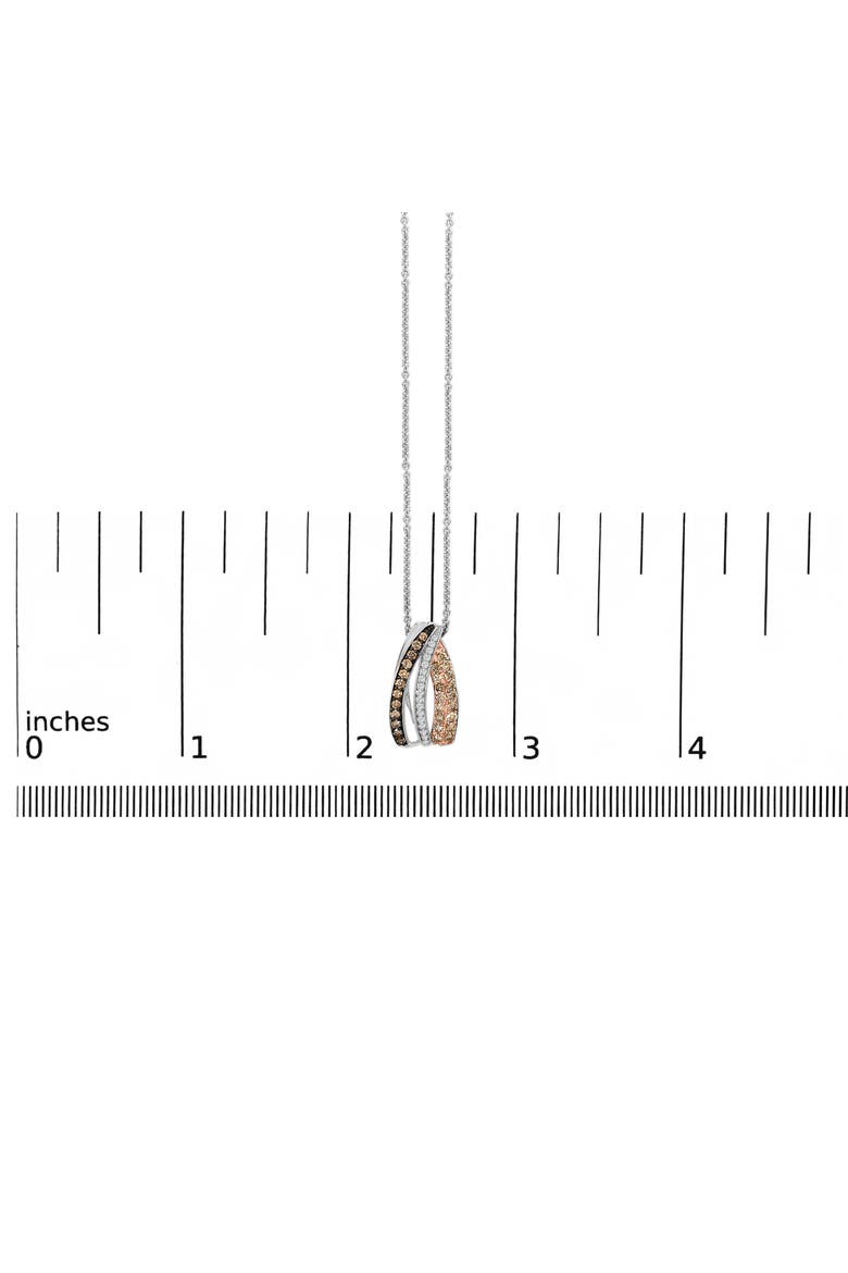 Tri Tone Sterling Silver 1/2 Cttw White and Brown Diamond Pendant Necklace, Alternate, color, Silver