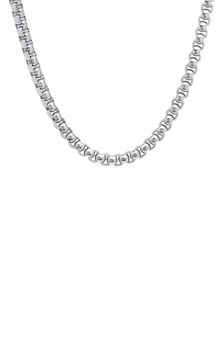 HMY JEWELRY Men's Stainless Steel 24" Box Chain Necklace, Main, color,