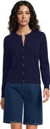 Lands' End Fine Gauge Cotton Crew Cardigan Sweater