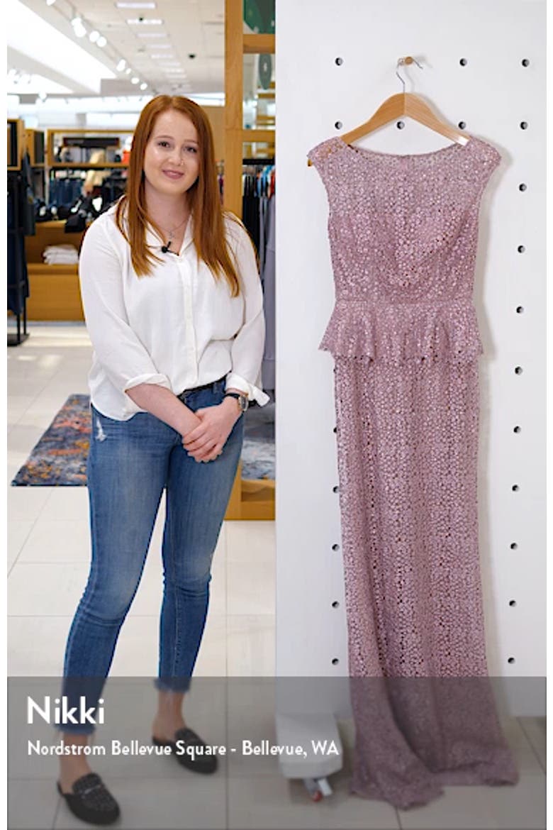 Embellished Lace Peplum Gown video
