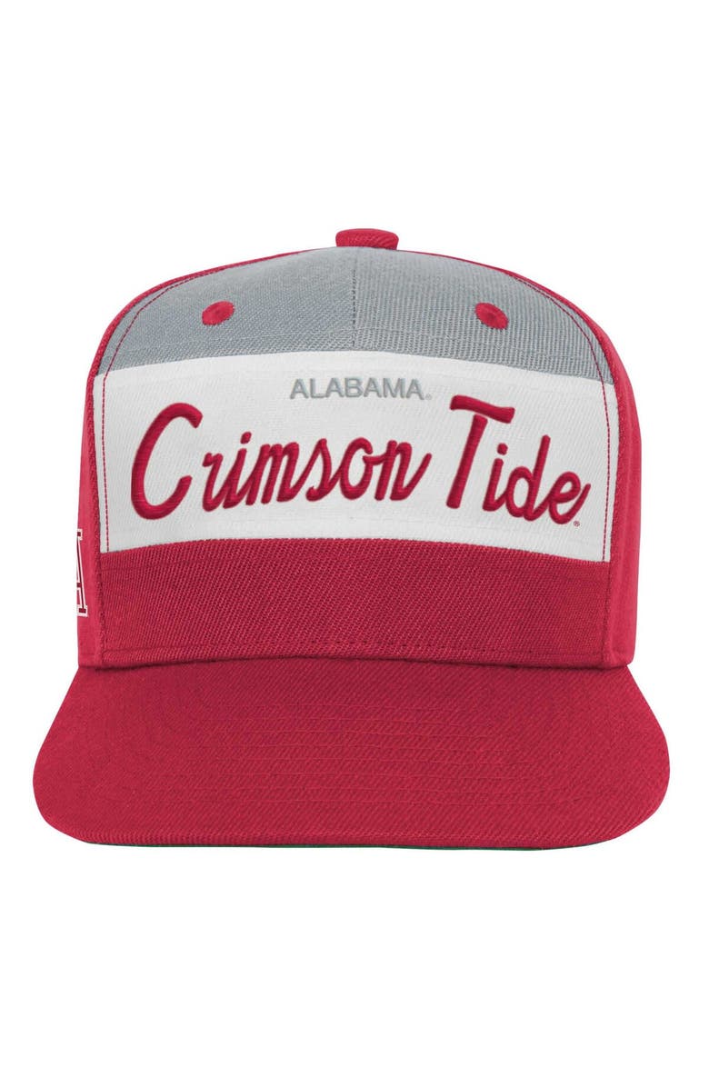 Mitchell & Ness Youth Mitchell & Ness White/Crimson Alabama Crimson Tide Retro Sport Color Block Script Snapback Hat, Alternate, color, 