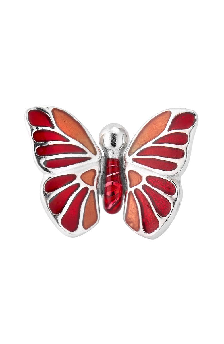 Jan Leslie Hand Painted Enamel Butterfly Sterling Silver Lapel Pin, Alternate, color, Red