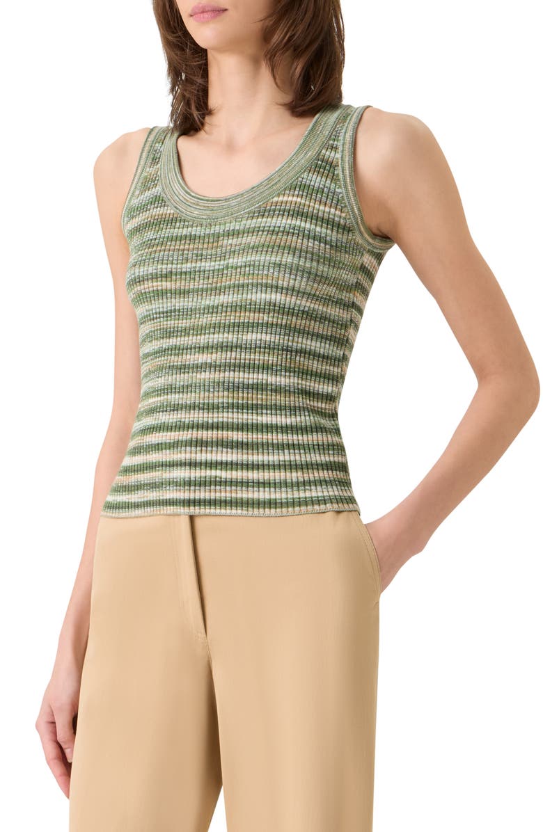 Akris punto Space Dye Merino Wool Rib Sweater Tank, Alternate, color, Green-Multicolor