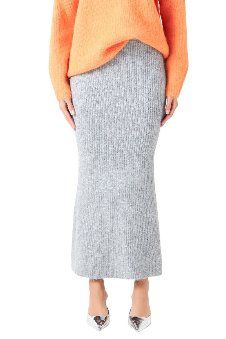 Fuzzy Mermaid Maxi Skirt, Main, color, HEATHERGREY