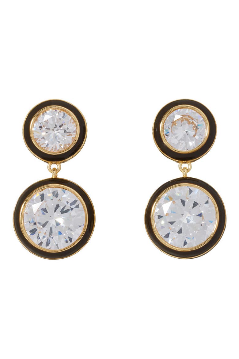 Cubic Double Drop Earrings, Main, color, WHITE