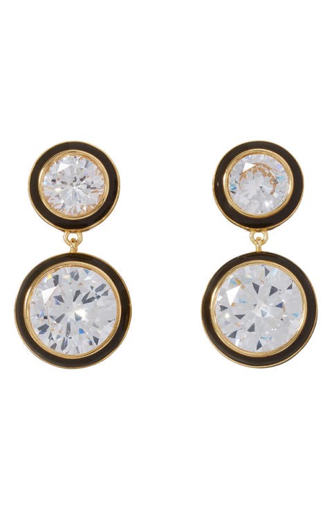Cubic Double Drop Earrings