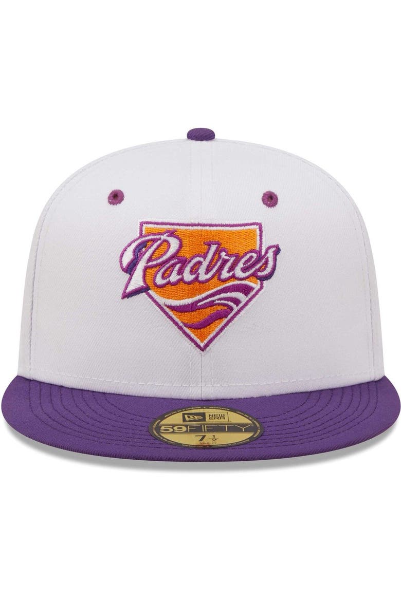 Men's New Era White/Purple San Diego Padres 40th Anniversary Grape Lolli 59FIFTY Fitted Hat, Alternate, color, White