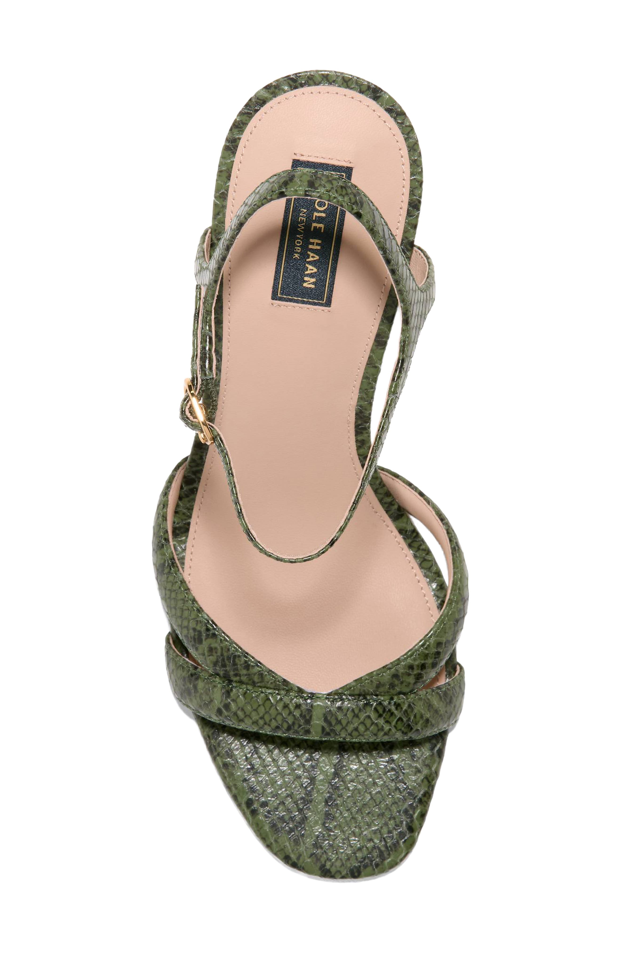 Constantina Ankle Strap Sandal, Alternate, color, CHIVE GLOSSY SNAKE PRINT