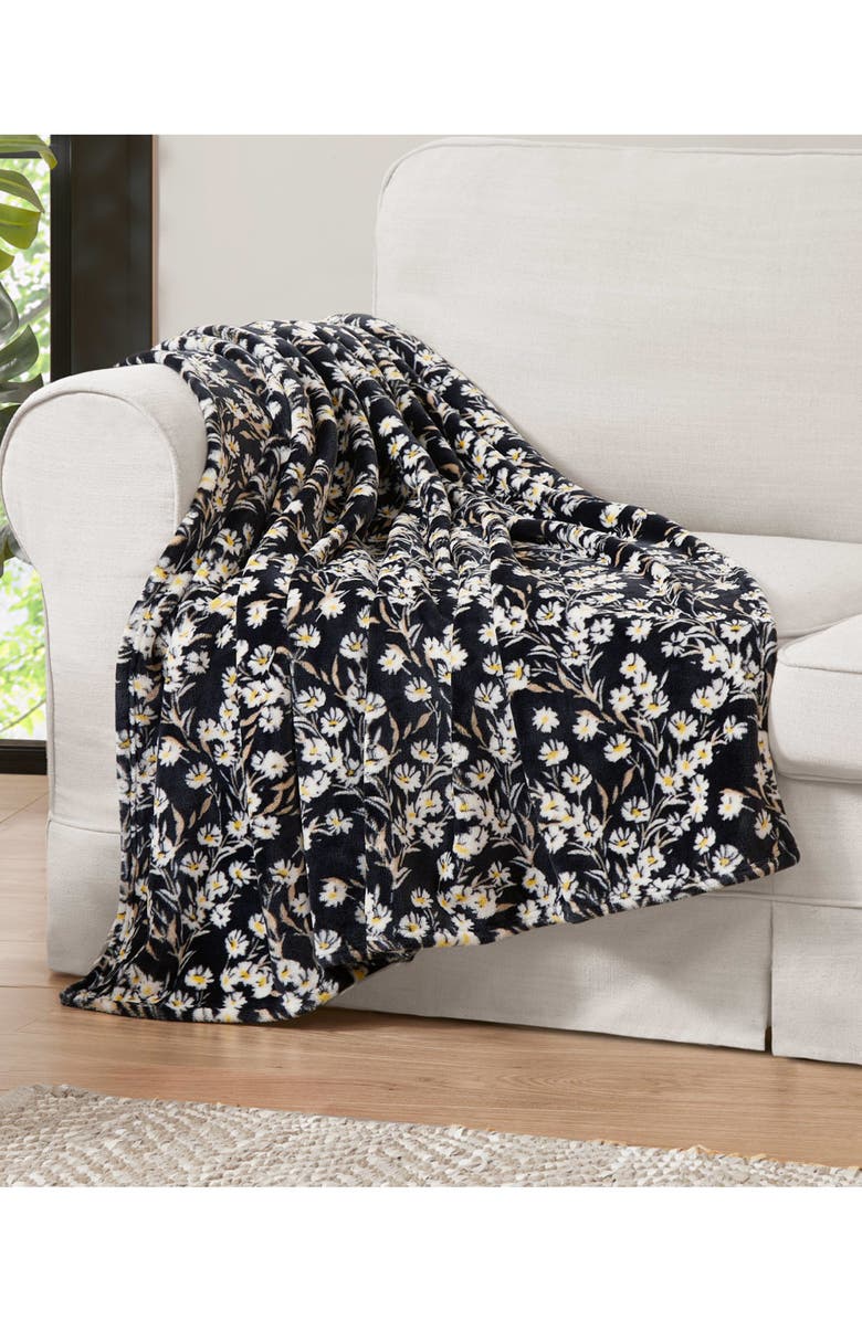 Jessica Simpson Plush Fleece Throw Blanket, Alternate, color, Black