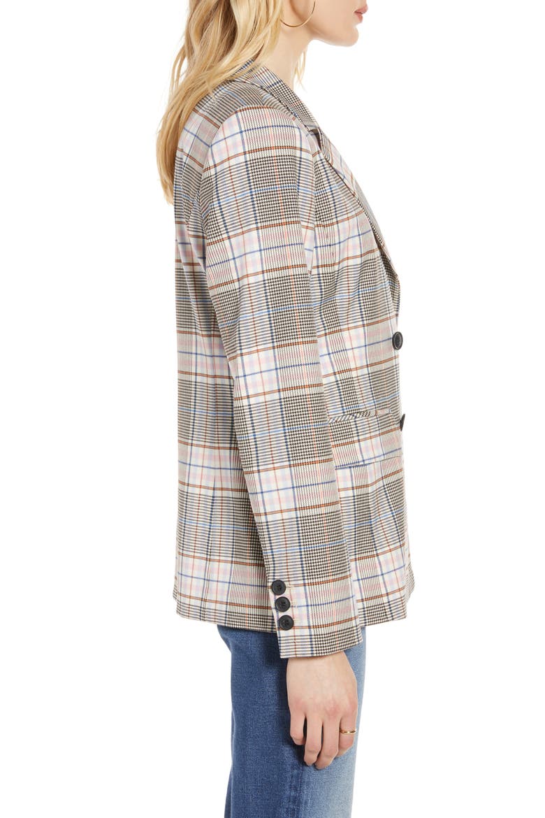 Plaid Double-Breasted Blazer, Alternate, color, BLACK MULTI PLAID