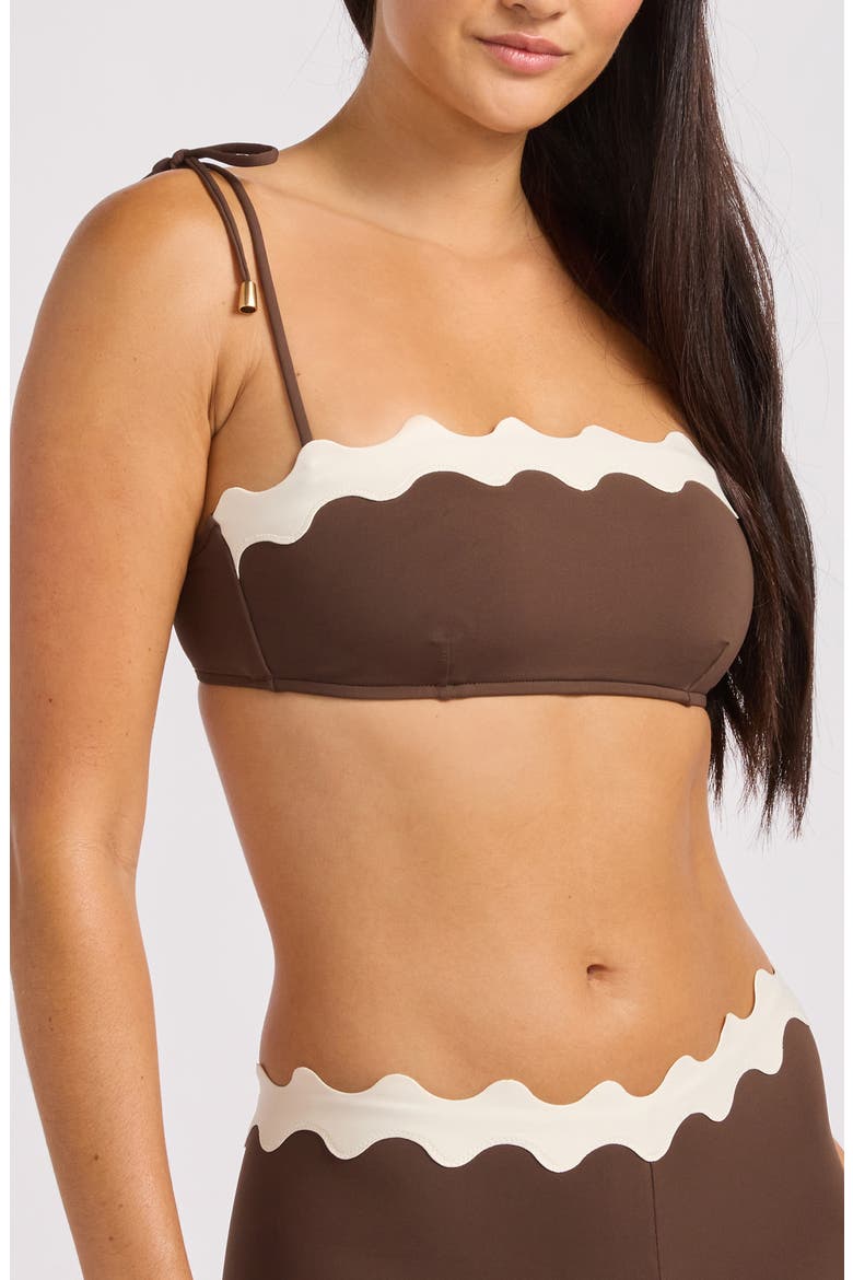 Contrast Trim Bikini Top, Alternate, color, DARK CHOCOLATE