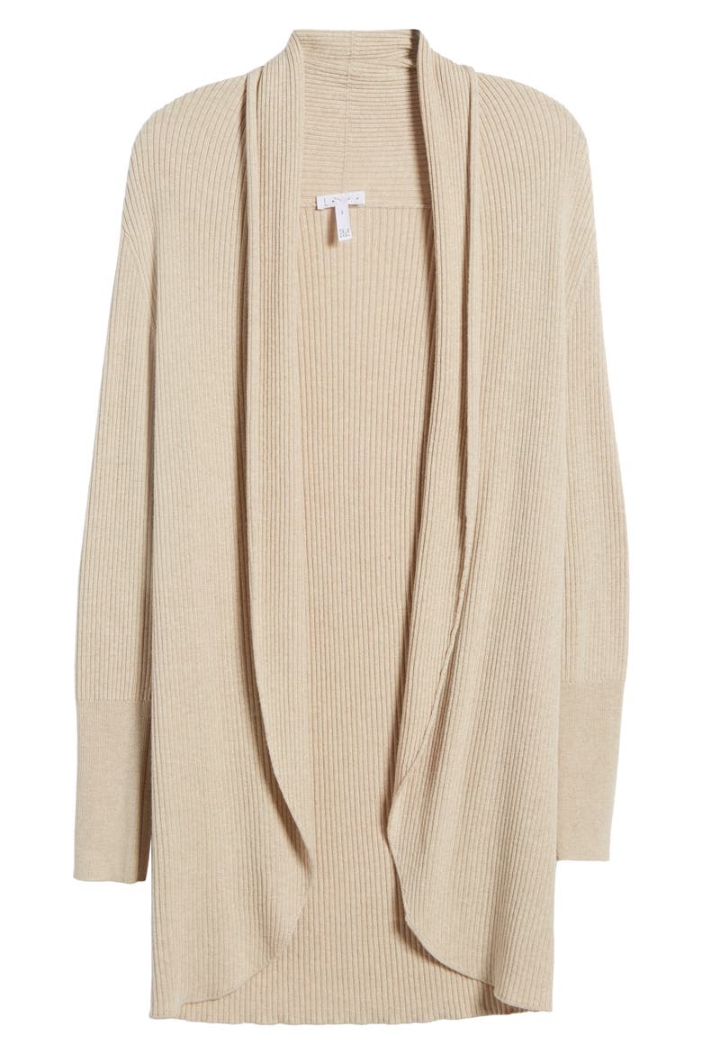 Ribbed Shawl Cocoon Sweater, Alternate, color, TAN ETHEREA HEATHER