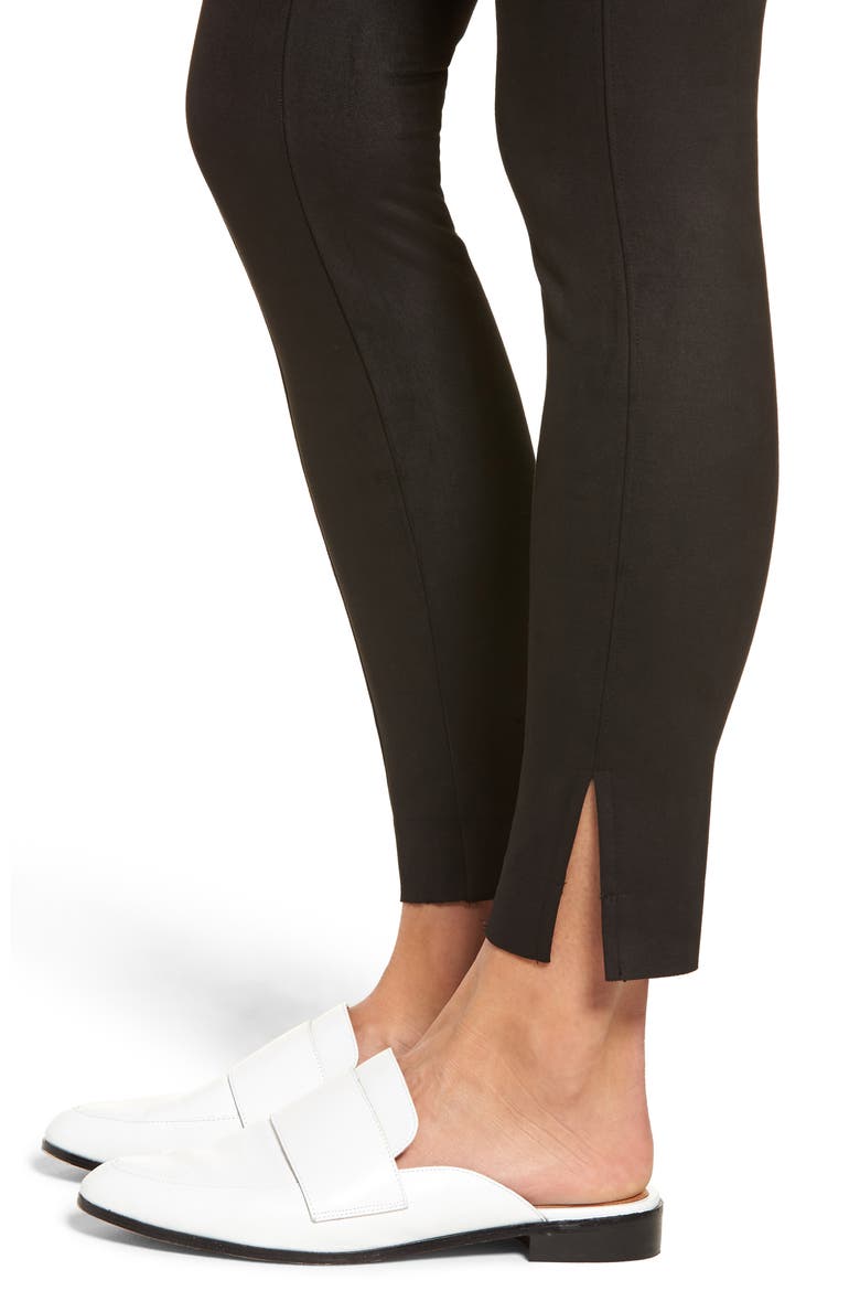 Side Slit Faux Suede Leggings, Alternate, color, BLACK