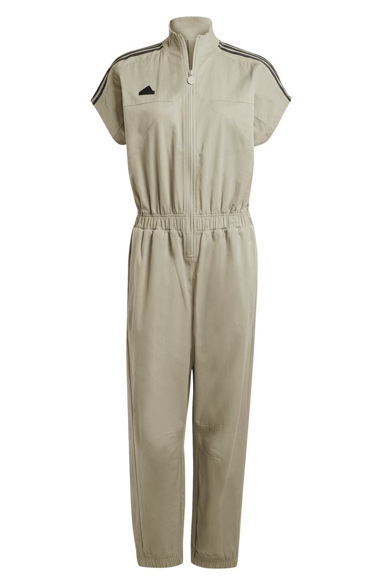 adidas Zip-Up Cotton Twill Jumpsuit, Alternate, color,