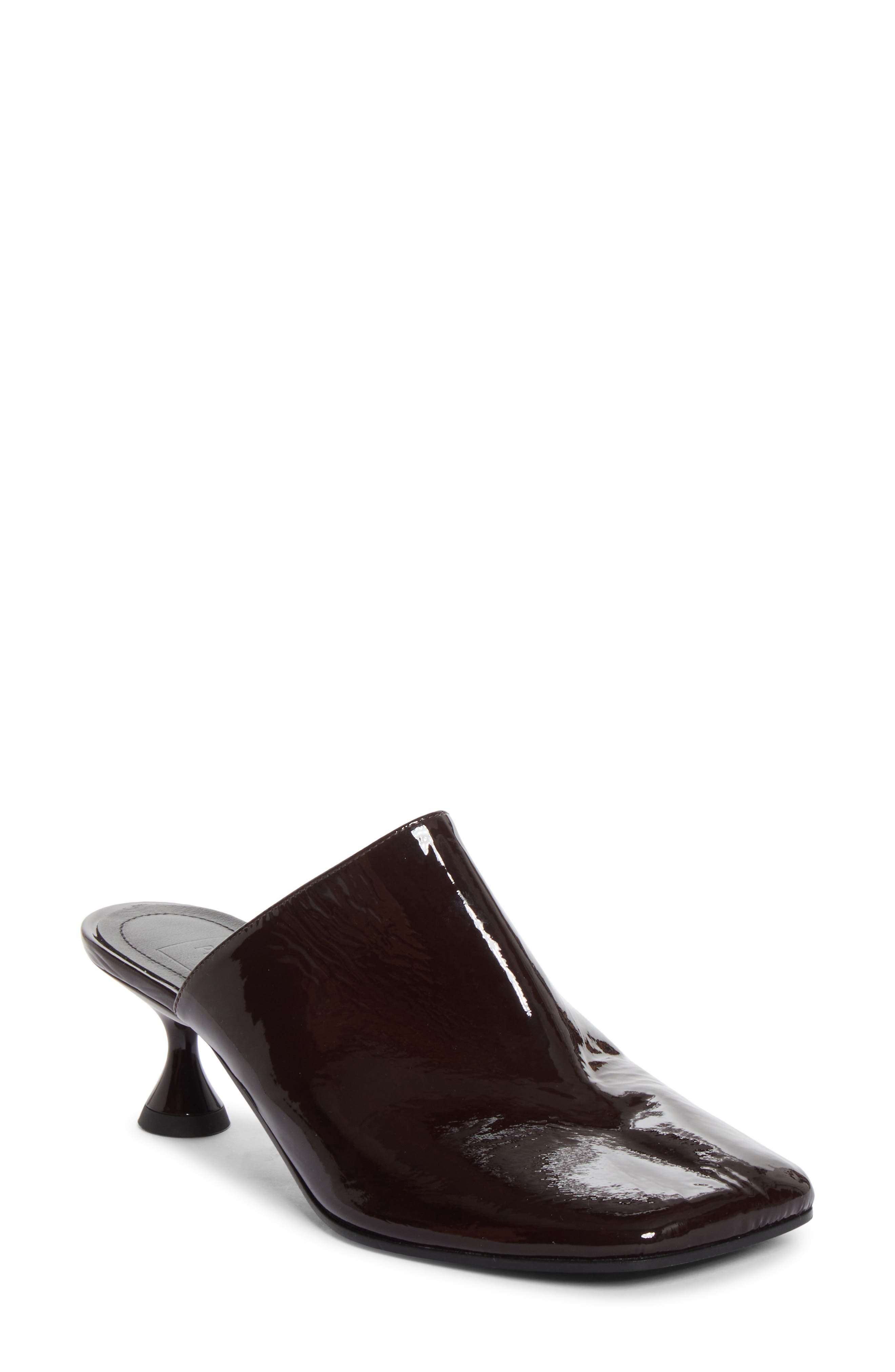 Leather Square Toe Mule, Main, color, CHOCOLATE