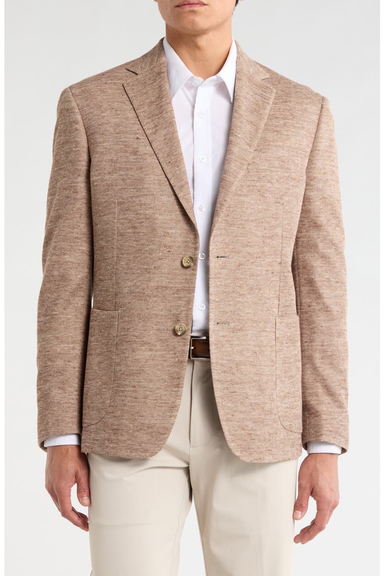 Two Button Side Vent Patch Pocket Jacket, Main, color, TAN