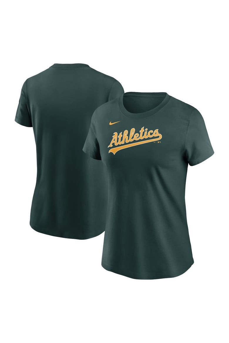 Women's Nike  Green Athletics Fuse Wordmark T-Shirt, Main, color, Green