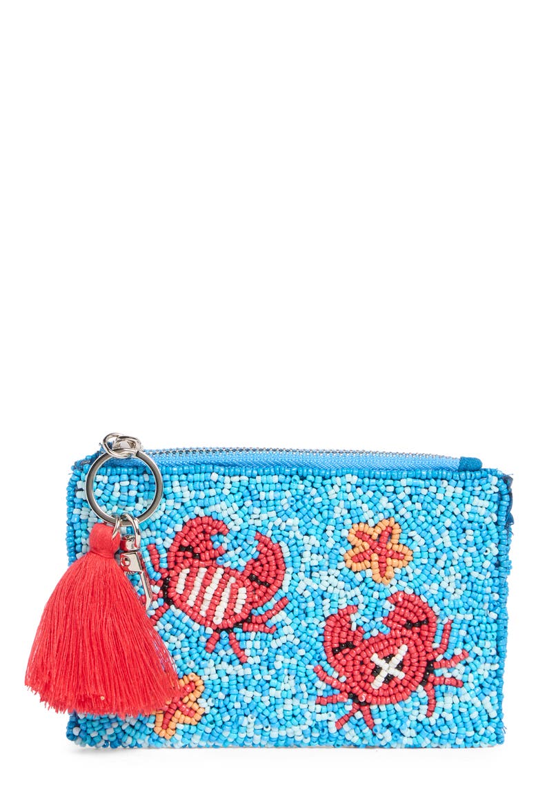 Under the Sea Beaded Coin Pouch, Main, color, BLUE MULTI
