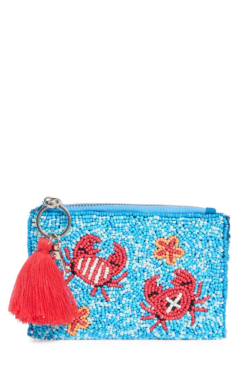 Collection XIIX Under the Sea Beaded Coin Pouch, Main, color, Blue Multi