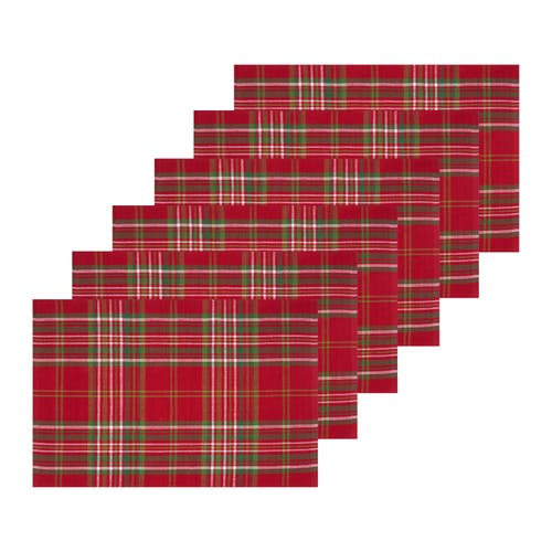 C & F Home C&f Home Jonah Plaid Placemats Set Of 6, 13" X 19" In Red