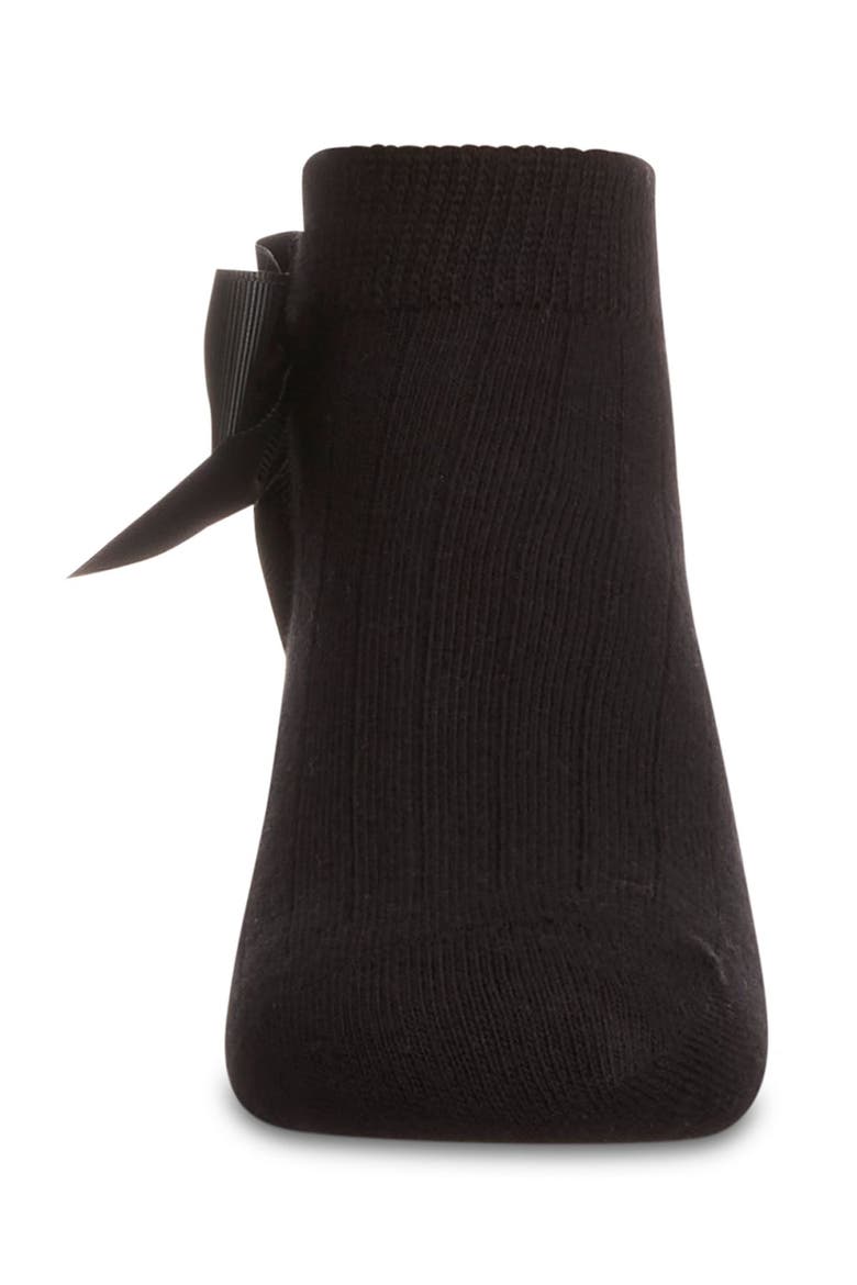 Ribbed Bow Anklet Socks, Alternate, color, Black