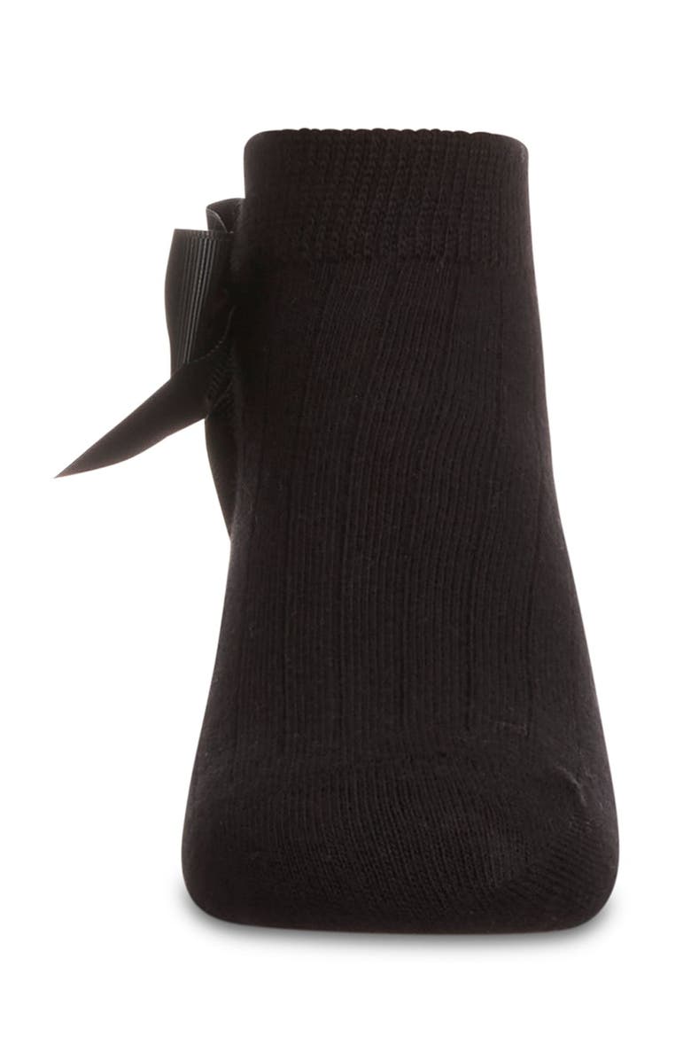 MeMoi Ribbed Bow Anklet Socks, Alternate, color, Black