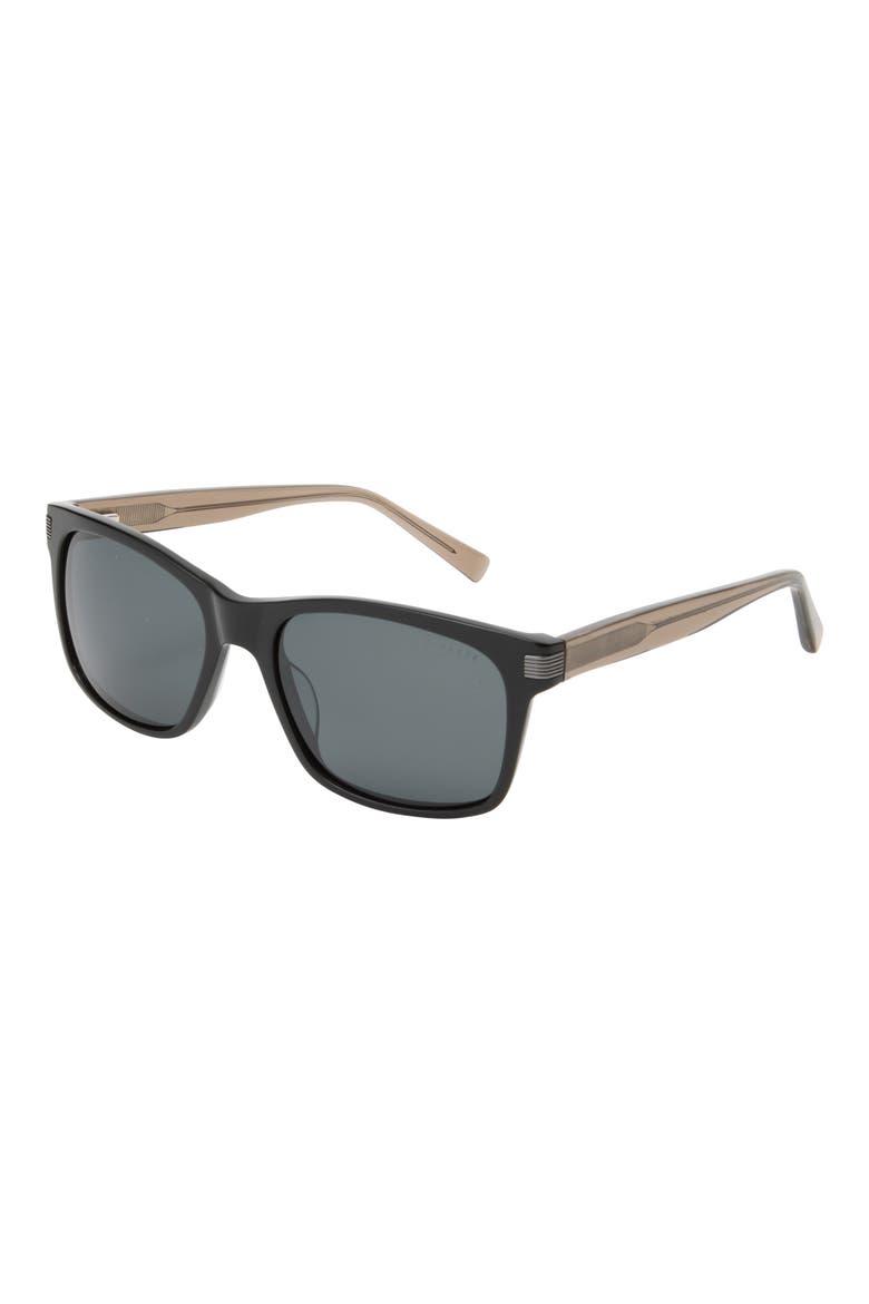 56mm Polarized Square Sunglasses, Alternate, color, BLACK