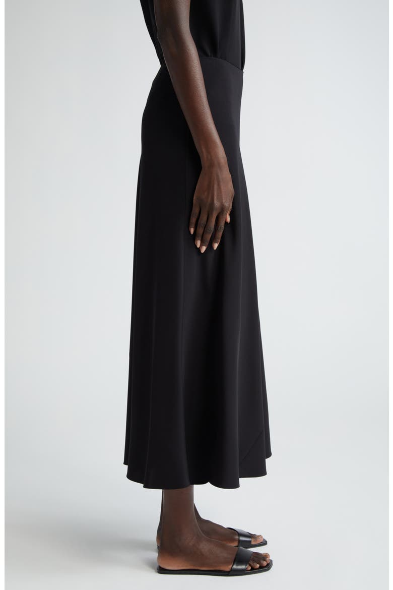 Bias Cut Silk Stretch Crêpe de Chine Skirt, Alternate, color, BLACK