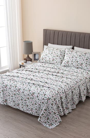 Woven & Weft Turkish Cotton Flannel Holiday Sheet Set In White