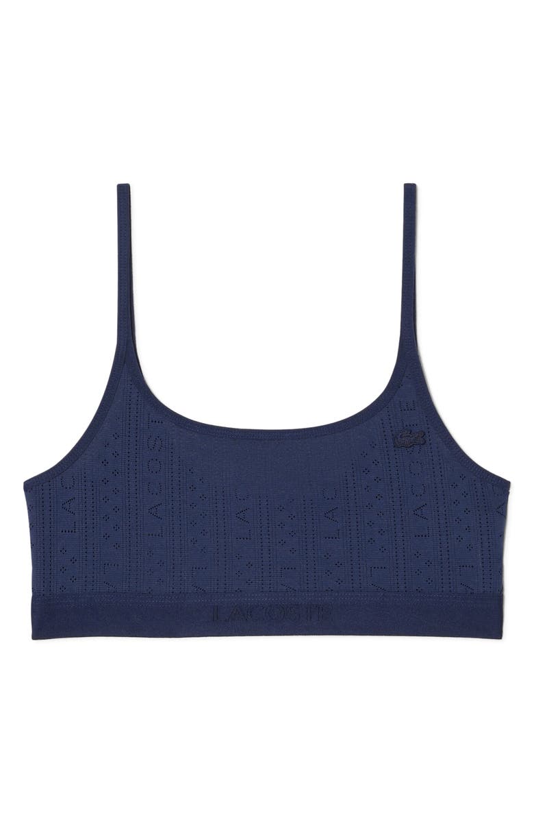 Lacoste Logo Pointelle Bralette, Main, color, Navy Blue
