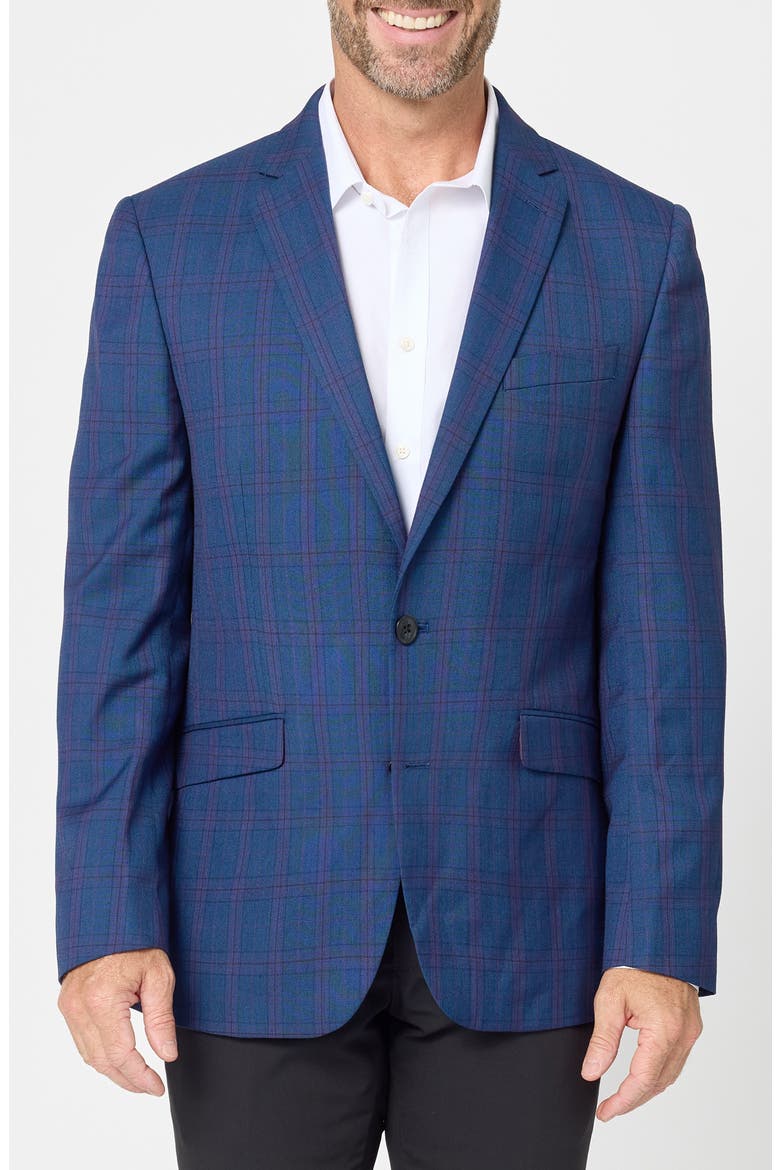 Plaid Sport Coat, Main, color, NAVY/ RED