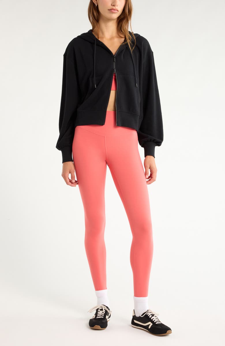 Zella Go easy Terry Zip Front Hoodie, Alternate, color, Black