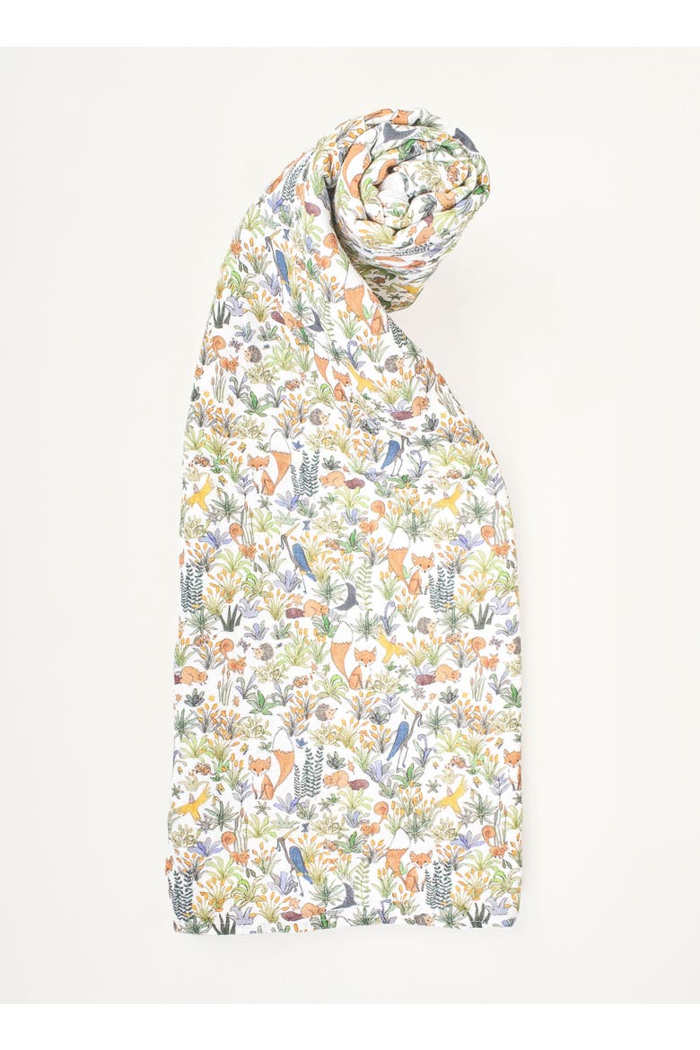 Foxy Forest Shawl Blanket, Main, color, White