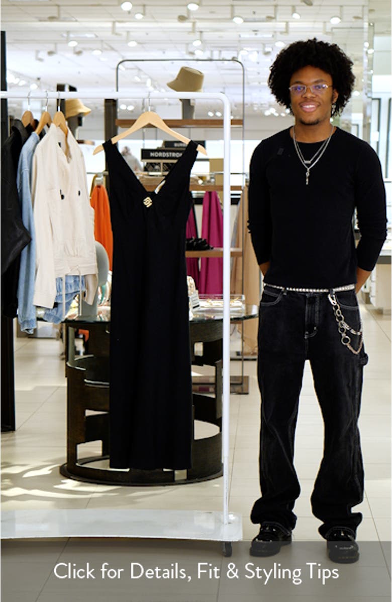 Avila Metal Accent Sleeveless V-Neck Midi Dress, sales video thumbnail