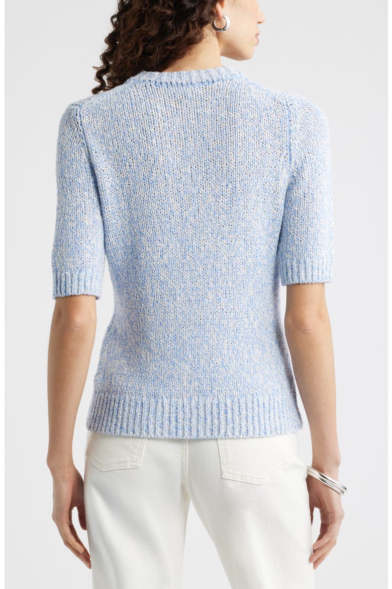 Elbow Sleeve Linen & Cotton Blend Sweater, Alternate, color, BLUE CORNFLOWER-IVORY MARL