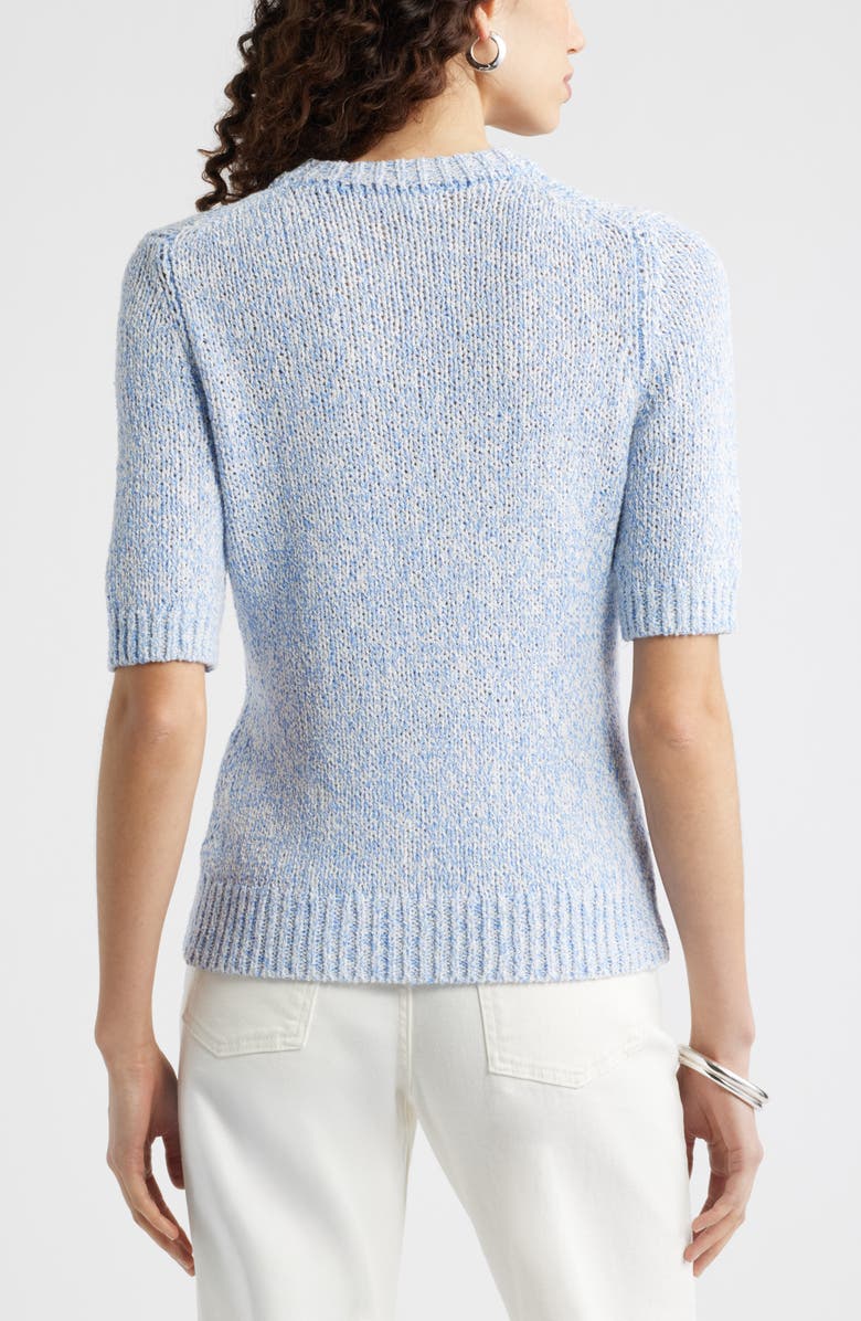 Nordstrom Elbow Sleeve Linen & Cotton Blend Sweater, Alternate, color, Blue Cornflower-Ivory Marl