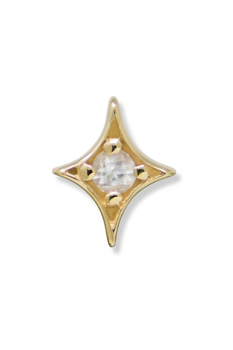 Jac + Jo Mini Gothic White Topaz Single Stud Earring, Main, color, YELLOW GOLD