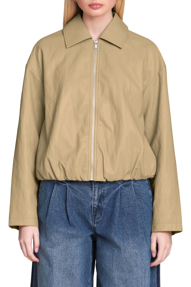 Faux-Ever Leather™ Minimalist Bomber Jacket, Alternate, color, OCHRE