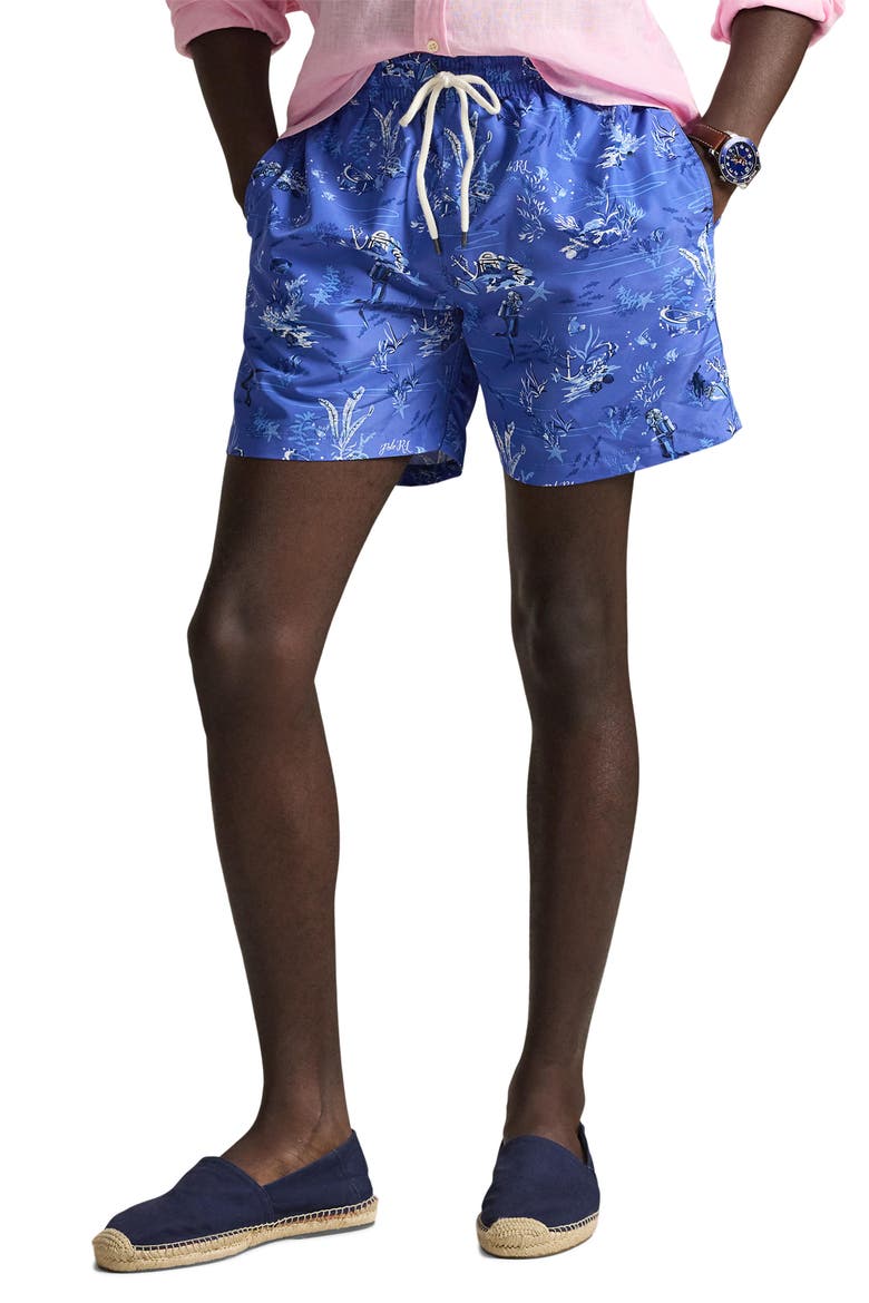 Traveler Classic Print Swim Trunks, Main, color, SUNKEN TREASURE ALLOVER