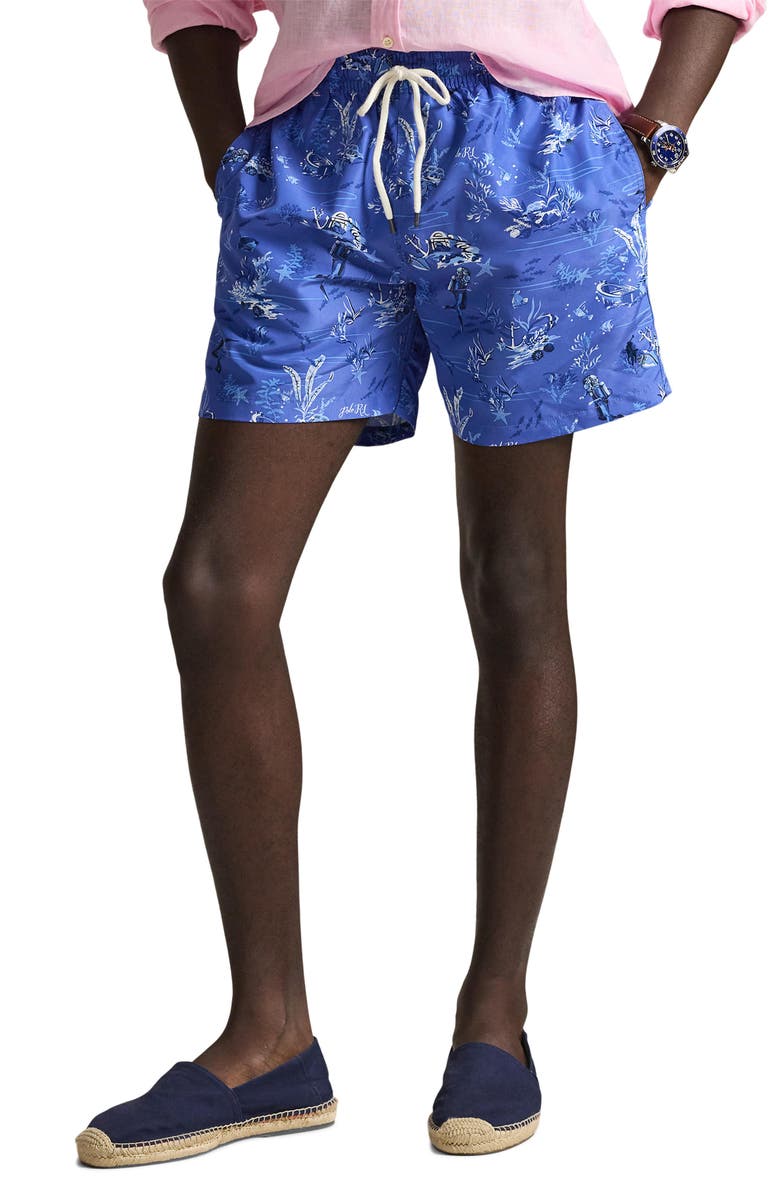 Polo Ralph Lauren Traveler Classic Print Swim Trunks, Main, color, Sunken Treasure Allover