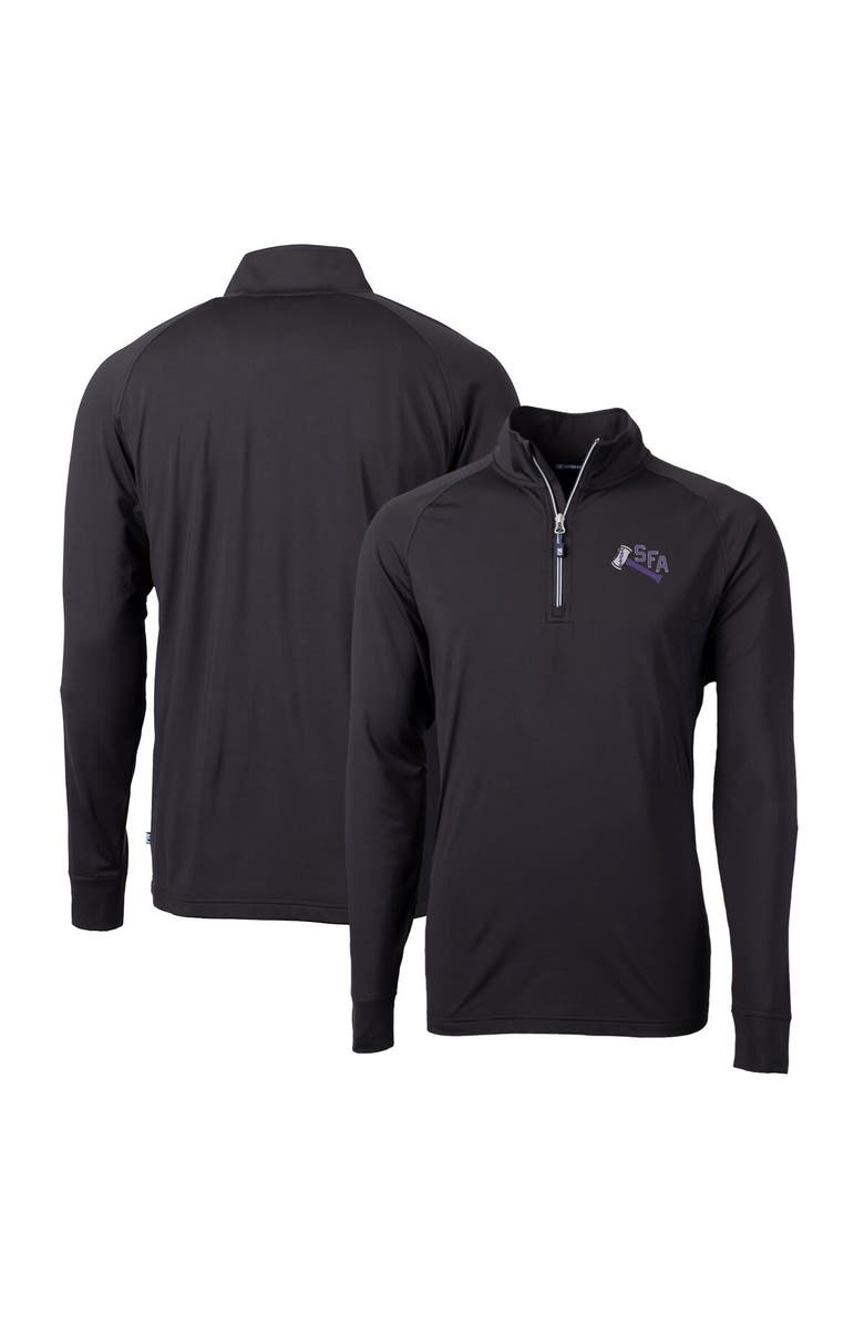 Cutter & Buck Men's Cutter & Buck Black Stephen F Austin Lumberjacks Adapt Eco Knit Stretch Recycled Quarter-Zip Pullover Top, Main, color, 